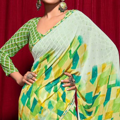green-printed-georgette-saree-1