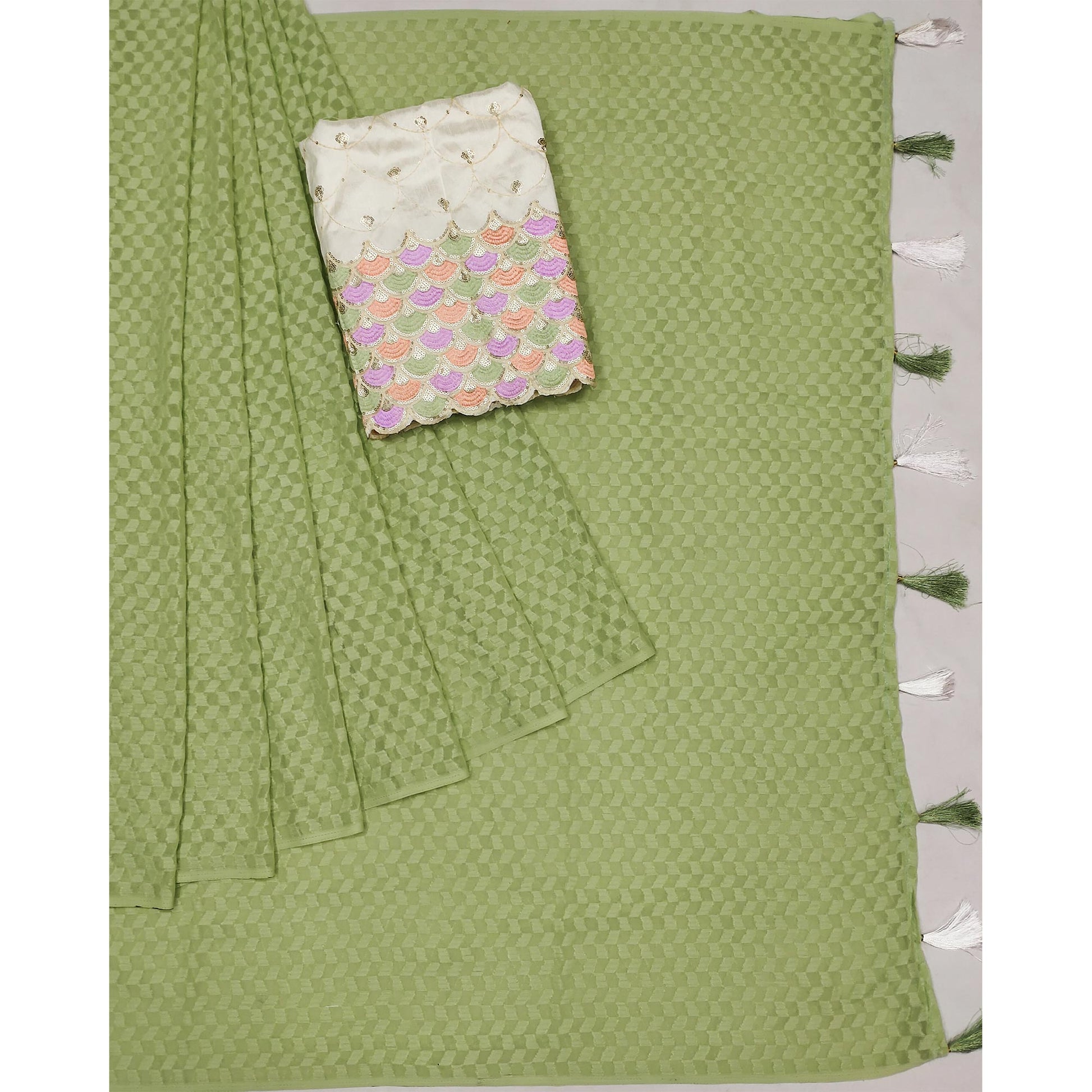 green-woven-jacquard-saree-with-tassels-1