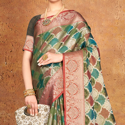 green-woven-organza-saree-with-tassels-7