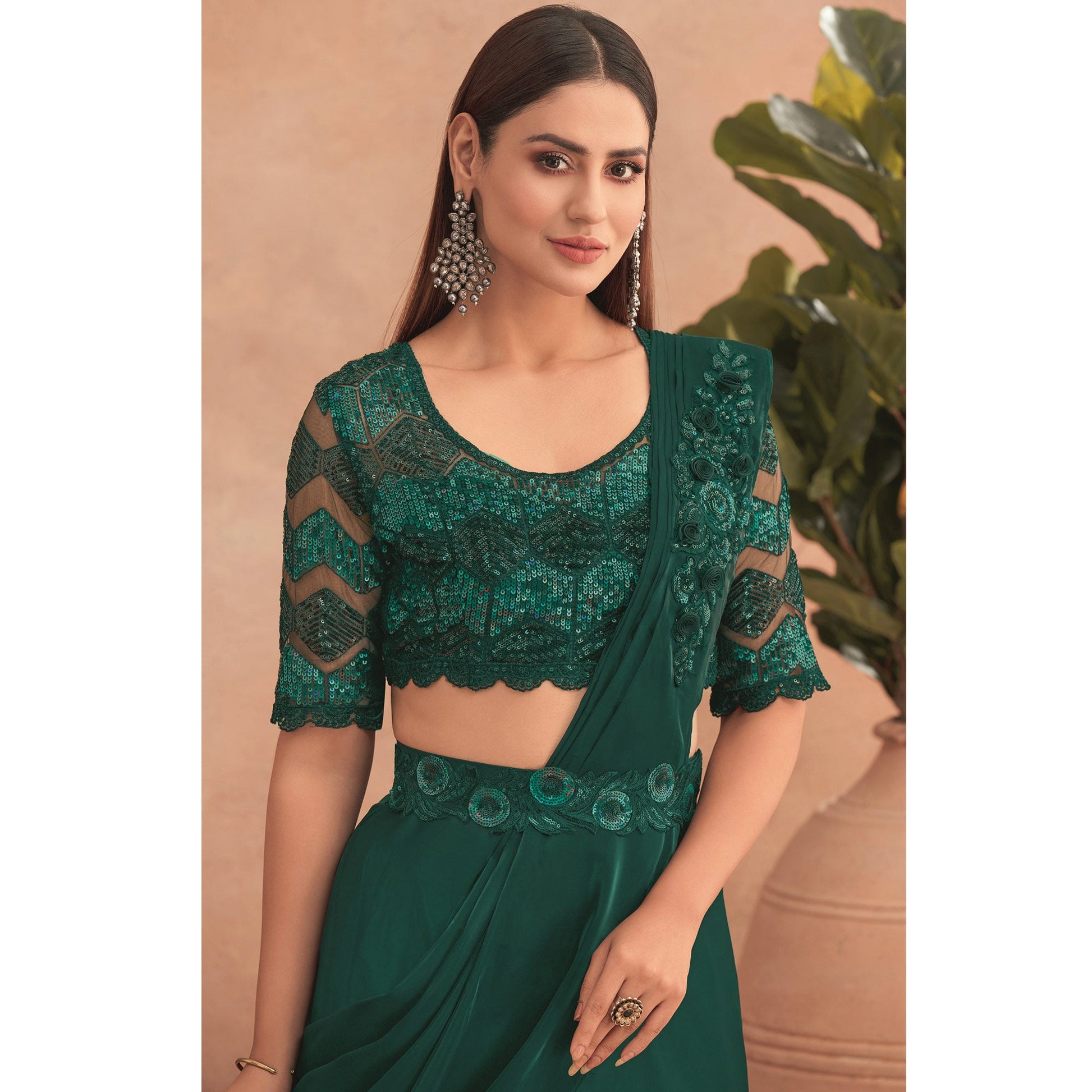 green-sequins-embroidered-ready-to-wear-art-silk-saree