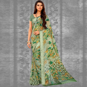 green-floral-printed-chiffon-saree-2