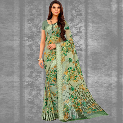 green-floral-printed-chiffon-saree-2