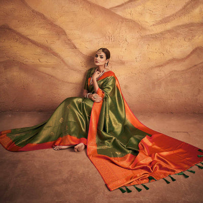 green-woven-art-silk-saree-with-tassels-1