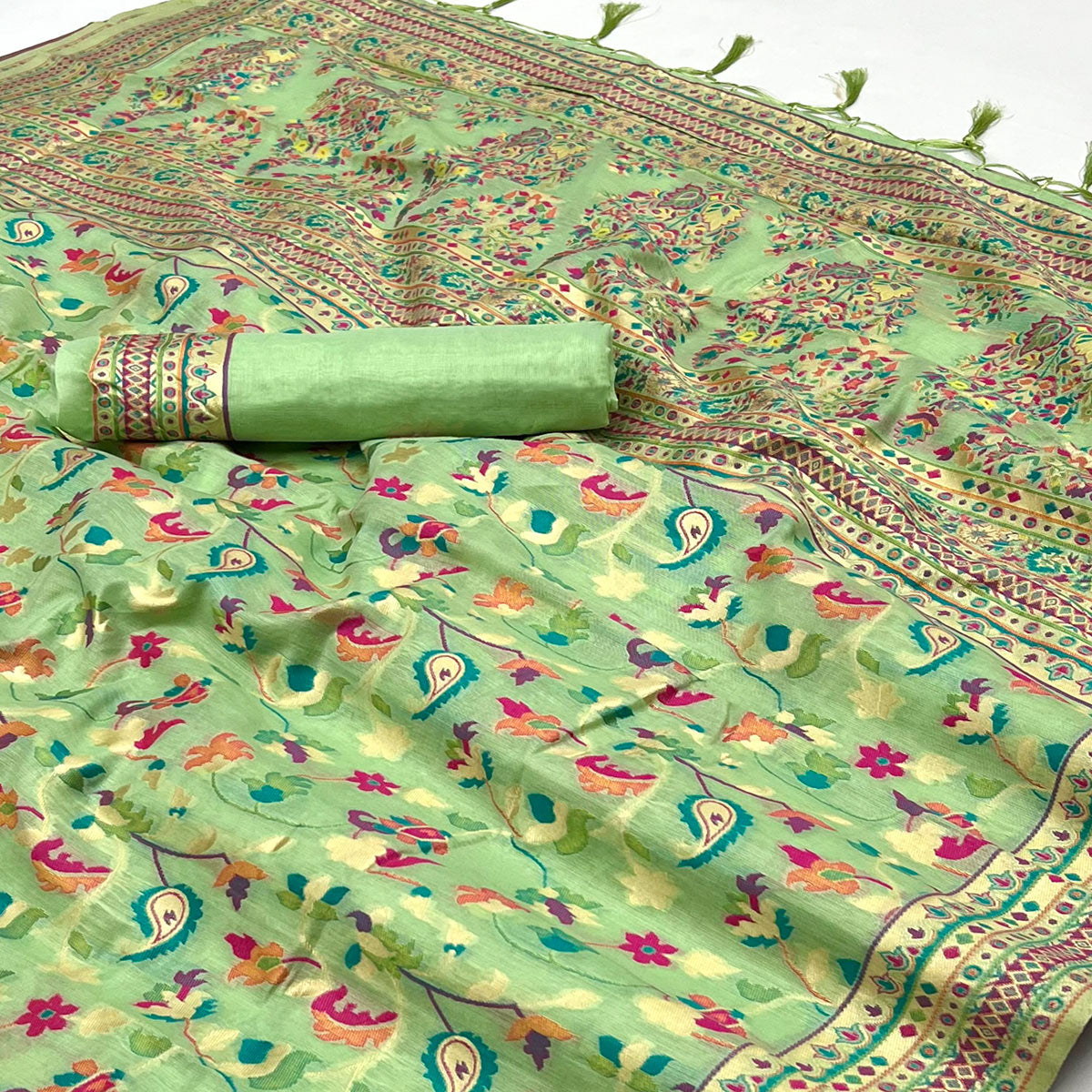 green-floral-woven-chanderi-saree