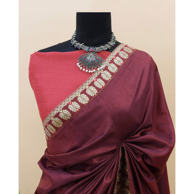 Maroon Woven With Stone Work Art Silk Saree