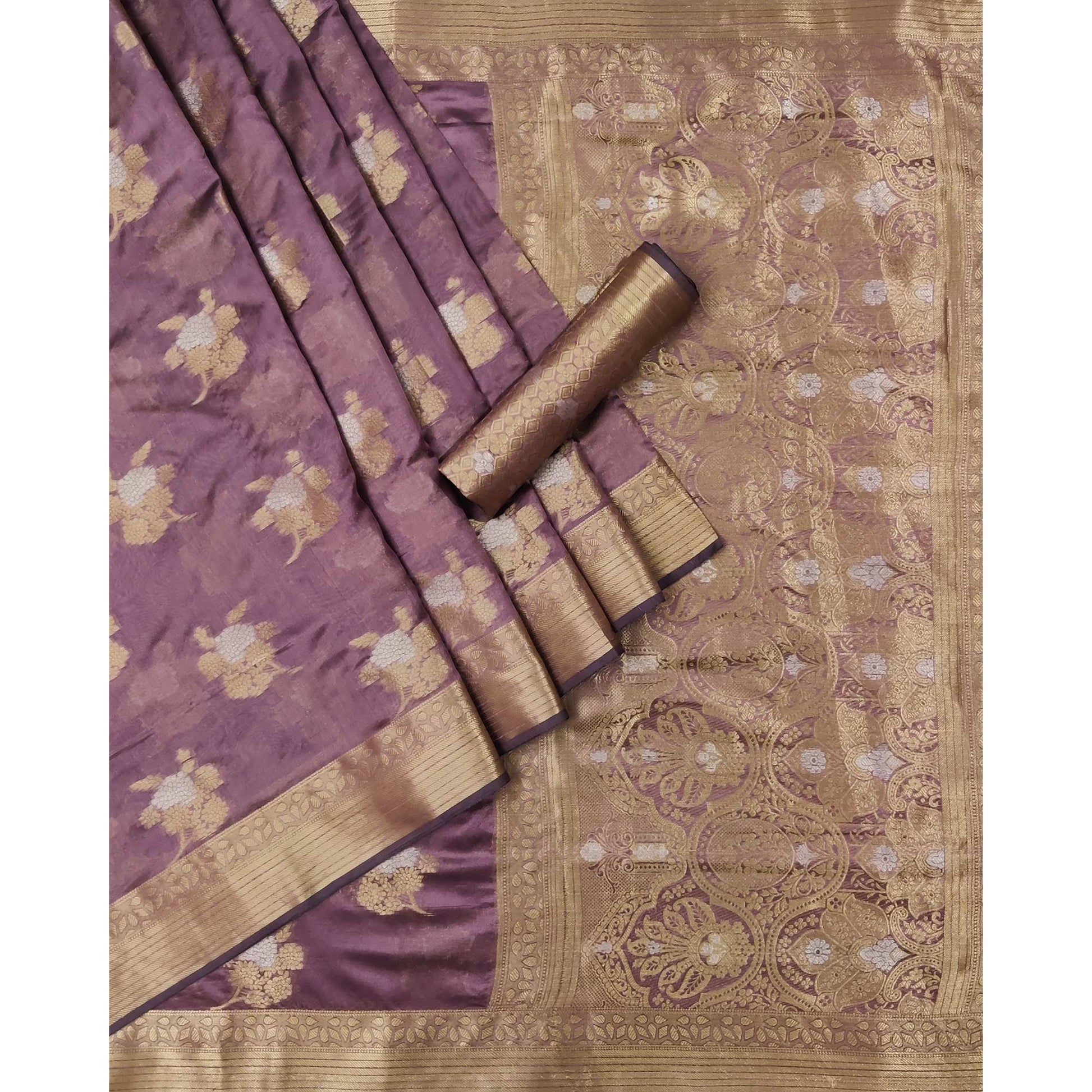 Mauve Woven Organza Saree