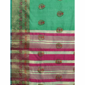 Morpich Green Woven Organza Saree
