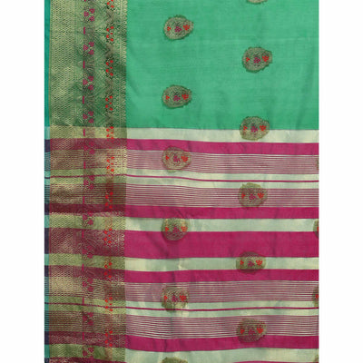 Morpich Green Woven Organza Saree