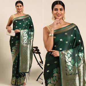 green-woven-kanjivaram-silk-saree-withtassels