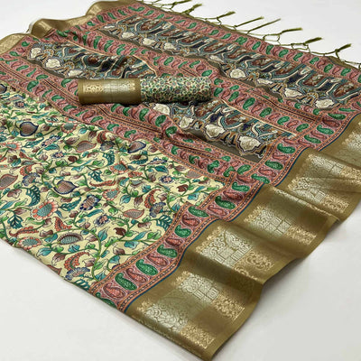 green-floral-digital-printed-pure-cotton-saree-1