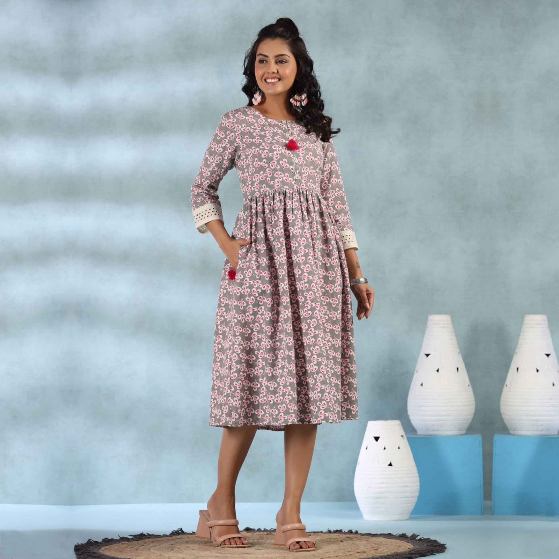 grey-and-pink-floral-printed-rayon-dress