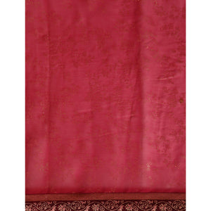 Maroon Floral Foil Printed Shimmer Saree