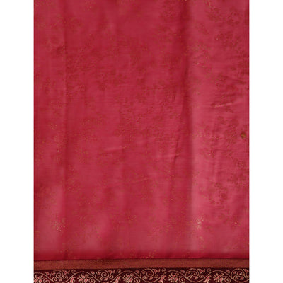 Maroon Floral Foil Printed Shimmer Saree