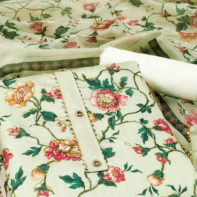 green-floral-printed-banglori-silk-dress-material