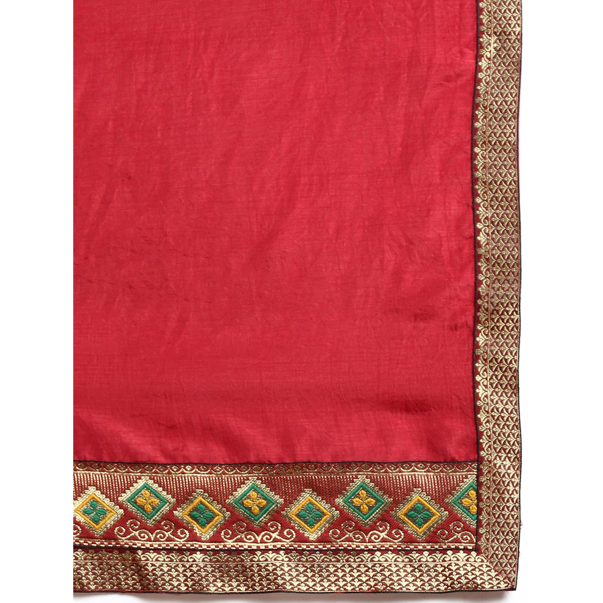 Maroon Solid Vichitra Silk Saree With Fancy Border