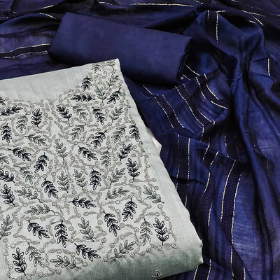 grey-floral-embroidered-cotton-silk-dress-material