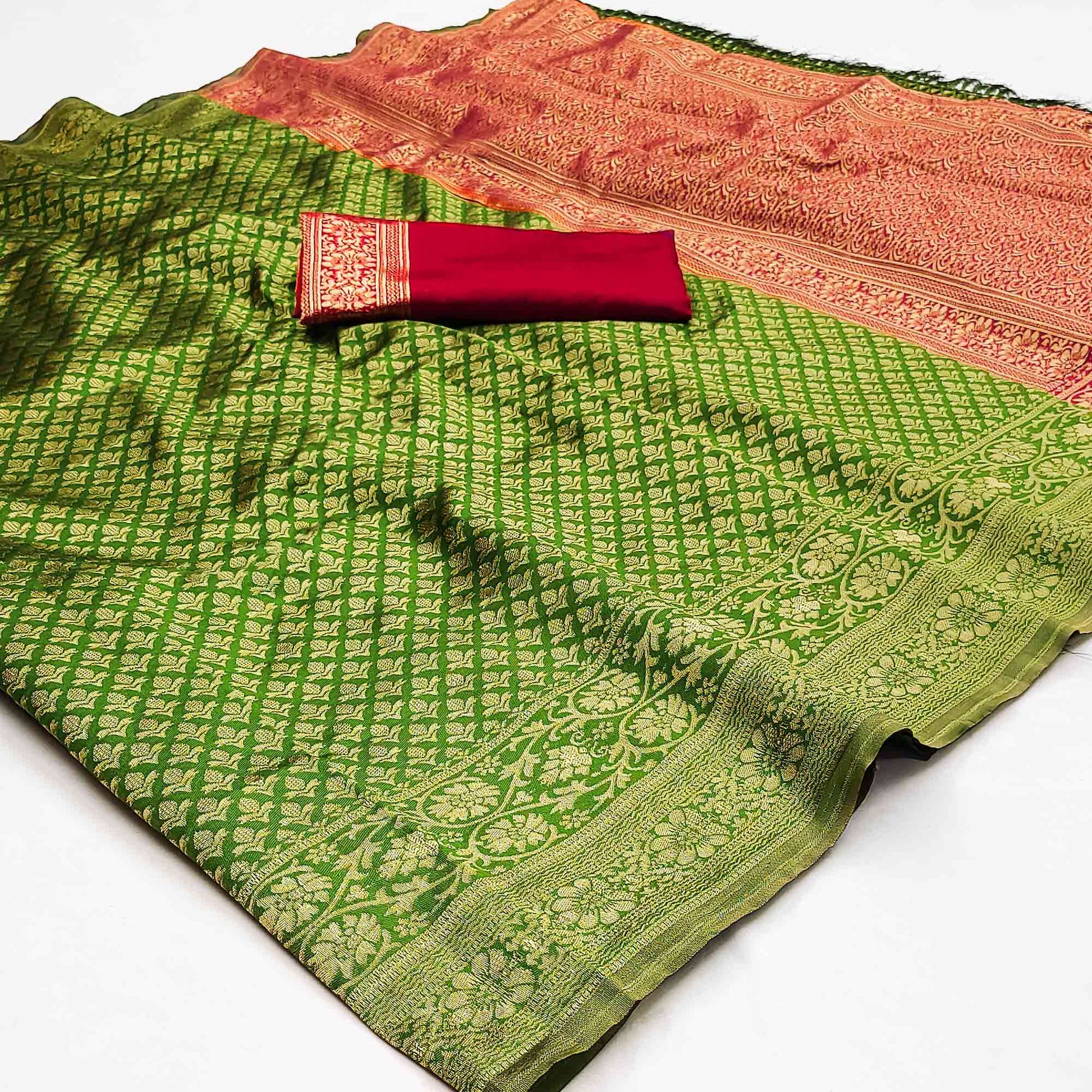 green-floral-woven-jacquard-saree-1
