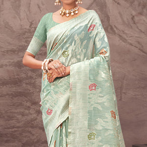 hgreen-floral-woven-cotton-silk-saree