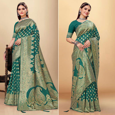 green-woven-art-silk-saree-with-tassels-11