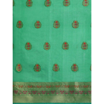 Morpich Green Woven Organza Saree