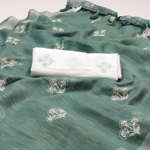 green-floral-embroidered-raw-silk-saree