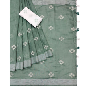 green-floral-embroidered-raw-silk-saree
