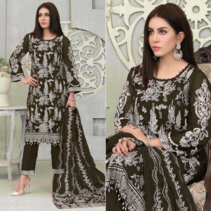 Mahendi Green Floral Embroidered Georgette Pakistani Suit