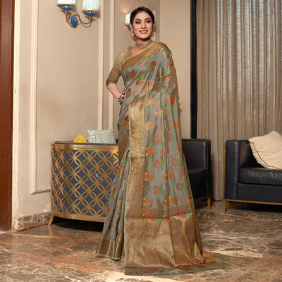 b-grey-floral-woven-organza-saree