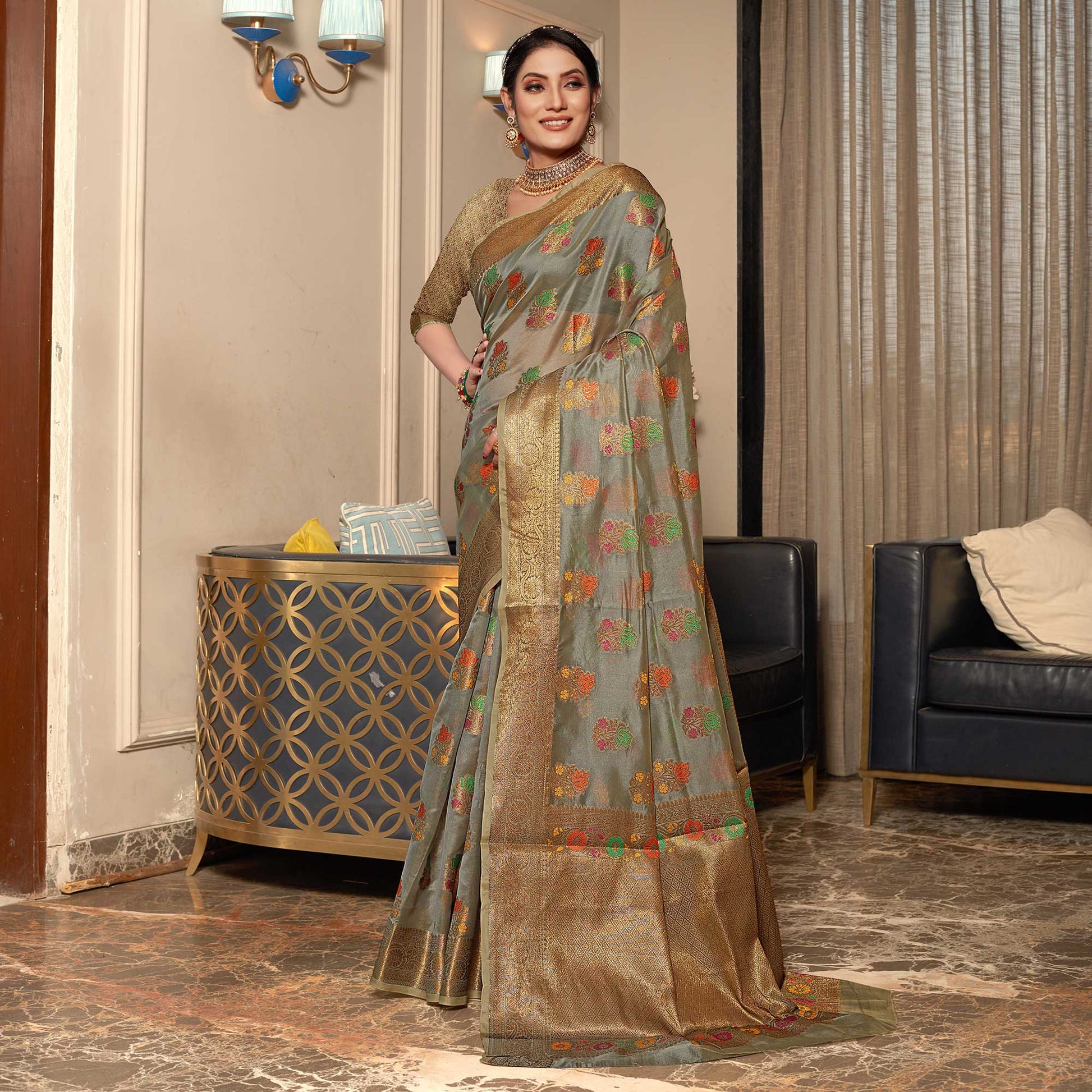 b-grey-floral-woven-organza-saree
