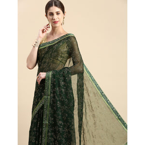 green-floral-foil-printed-shimmer-saree