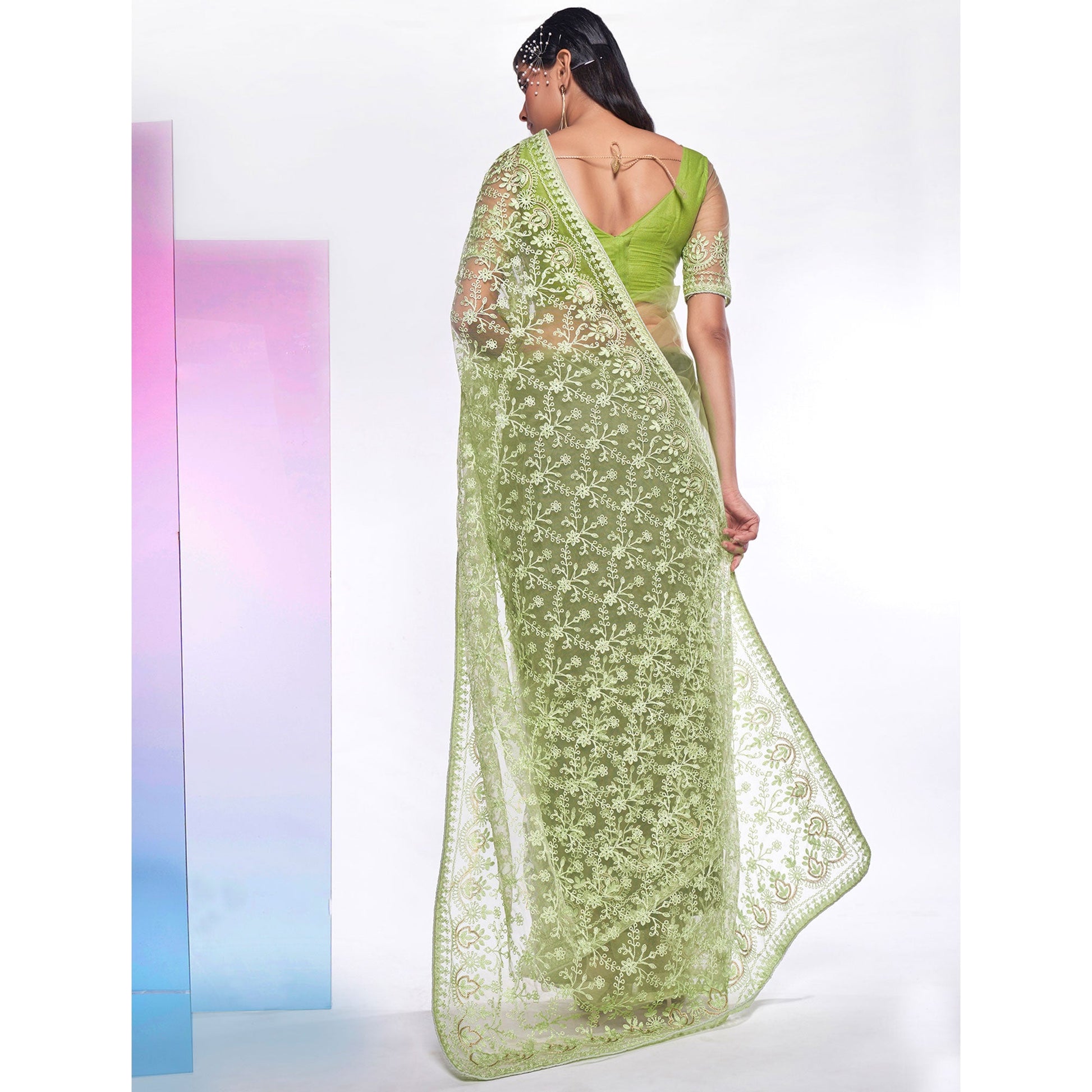 green-floral-embroidered-net-saree