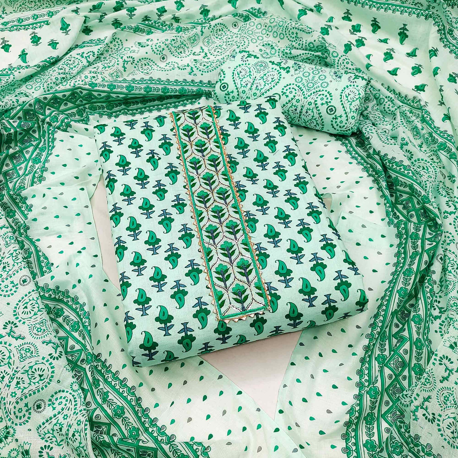 green-printed-cotton-dress-material