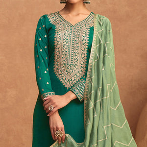 green-floral-sequins-embroidered-art-silk-semi-stitched-suit-1