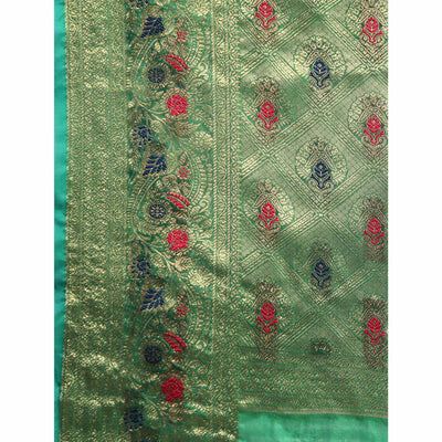 green-floral-woven-organza-silk-saree-1