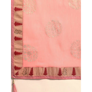 Light Pink Foil Printed With Swarovski Chiffon Saree