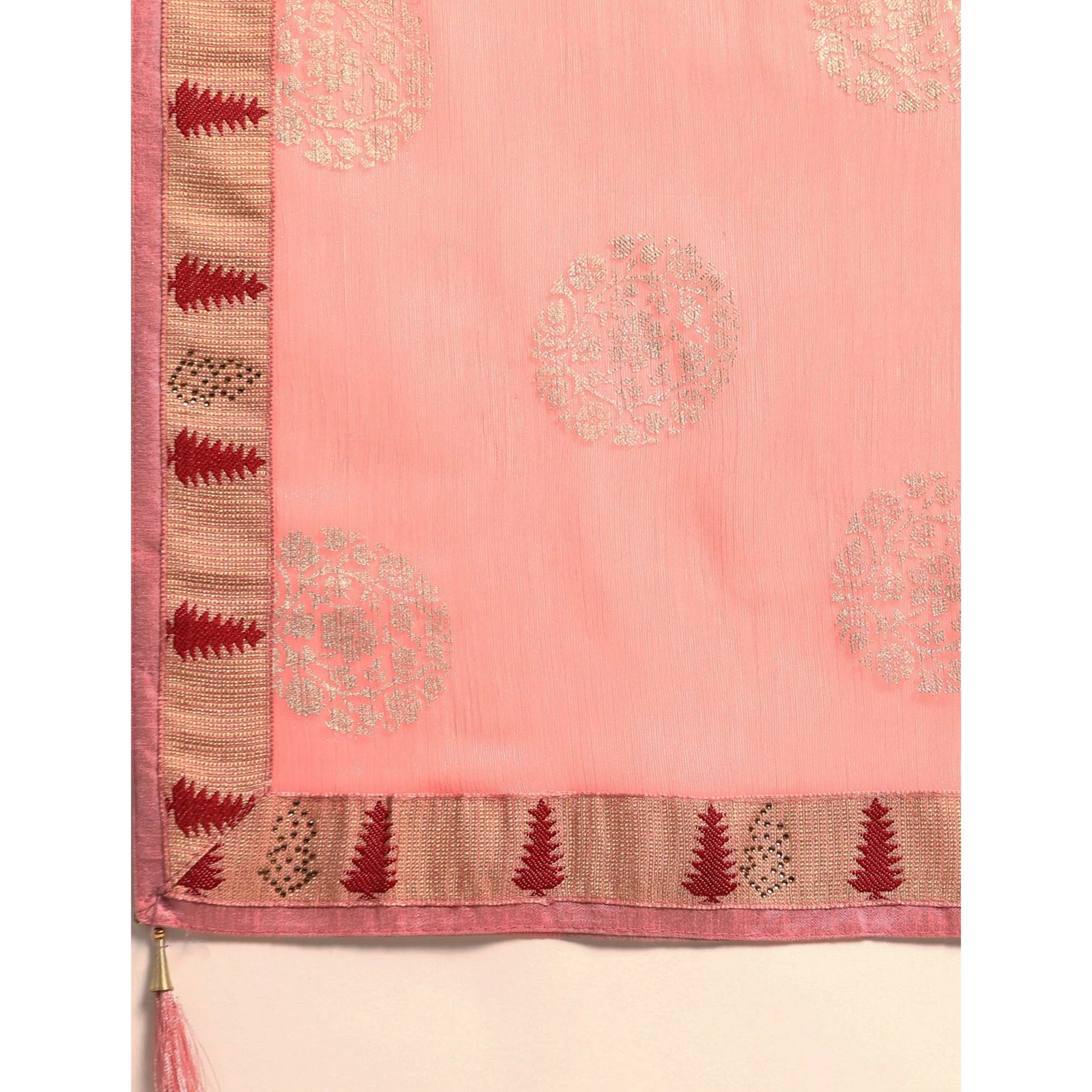 Light Pink Foil Printed With Swarovski Chiffon Saree