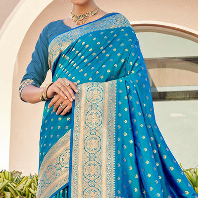 Blue Woven Art Silk Paithani Saree