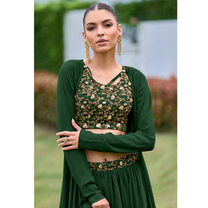green-sequence-embroidered-georgette-lehenga-choli-with-shrug
