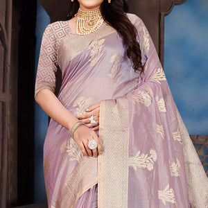 Light Purple Floral Woven Organza Saree