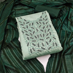 green-floral-embroidered-cotton-silk-dress-material