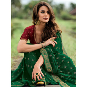 green-foil-printed-georgette-saree-3
