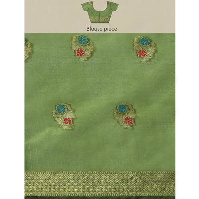 Mehendi Woven Organza Saree