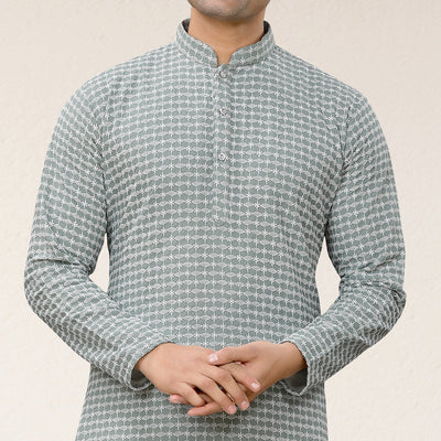 gray-lucknowi-embroidered-georgette-kurta-pyjama-set