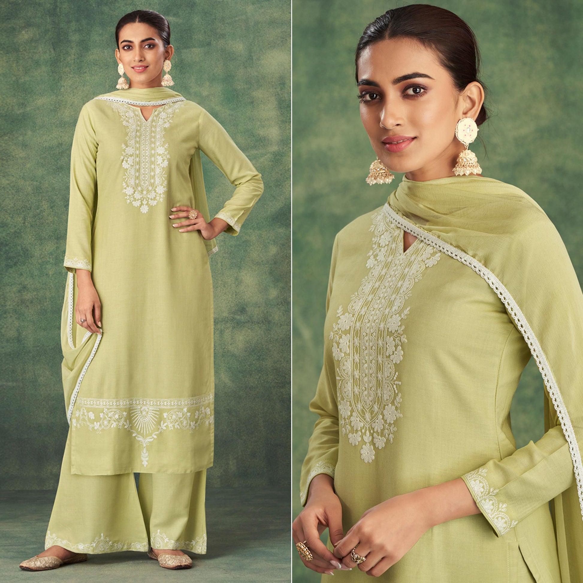 green-floral-lucknowi-rayon-palazzo-suit