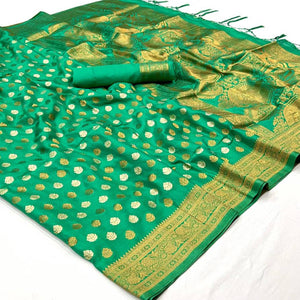 green-woven-khadi-silk-saree-with-tassels