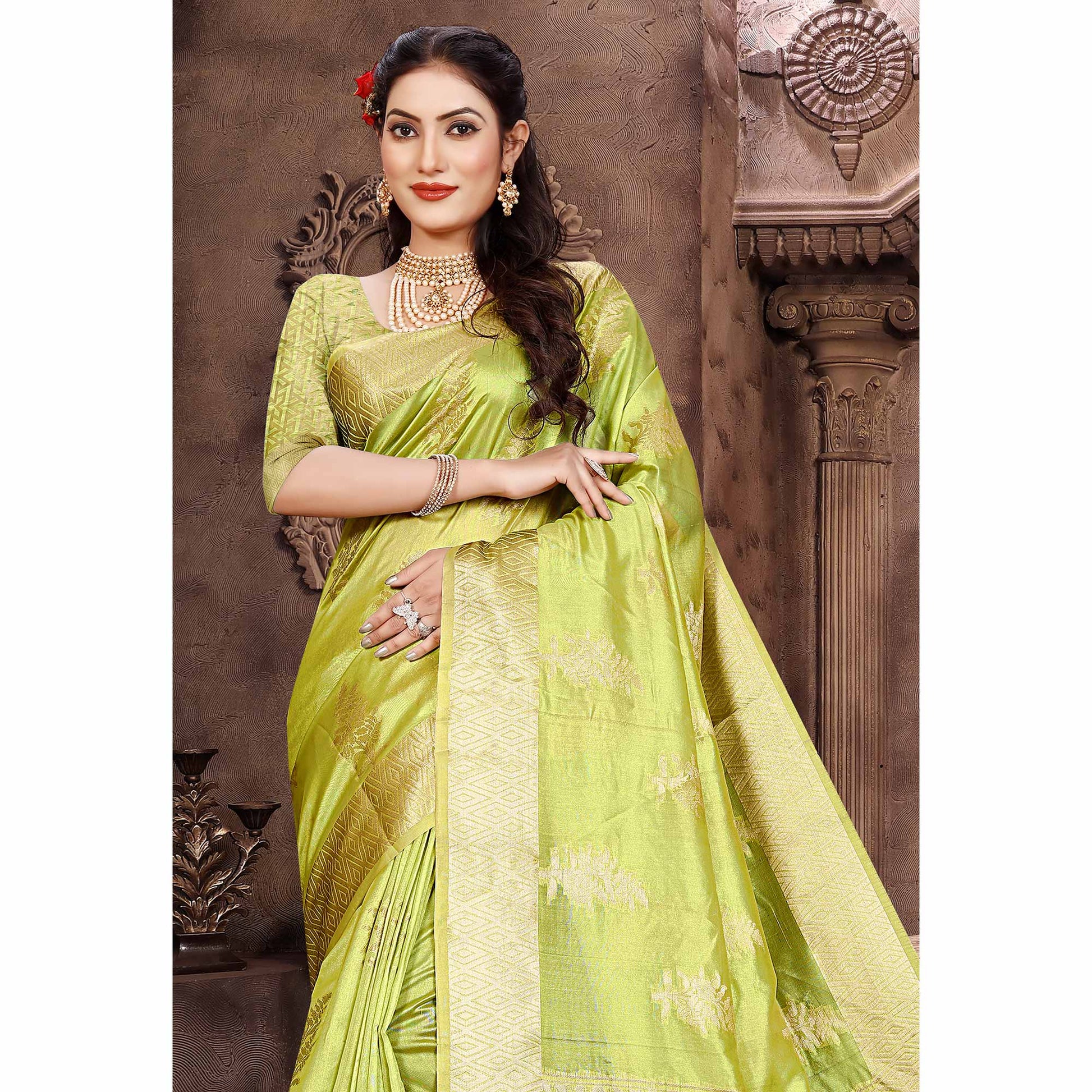 1green-floral-woven-organza-saree