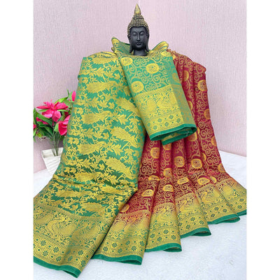 Maroon Woven Banarasi Silk Saree