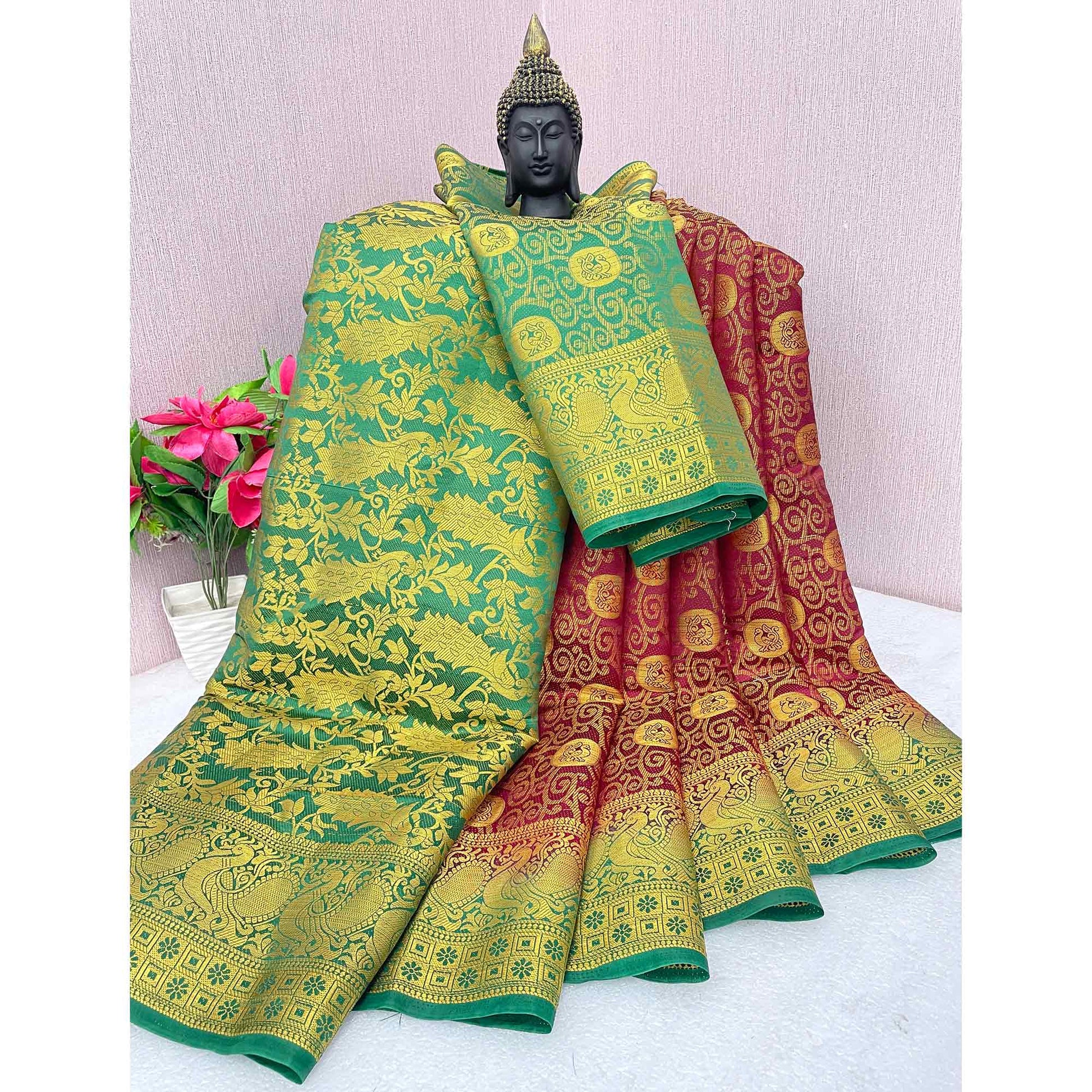 Maroon Woven Banarasi Silk Saree