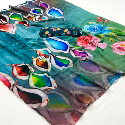 Multicolor Digital Printed Georgette Saree