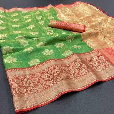 green-woven-art-silk-saree-with-tassels-8